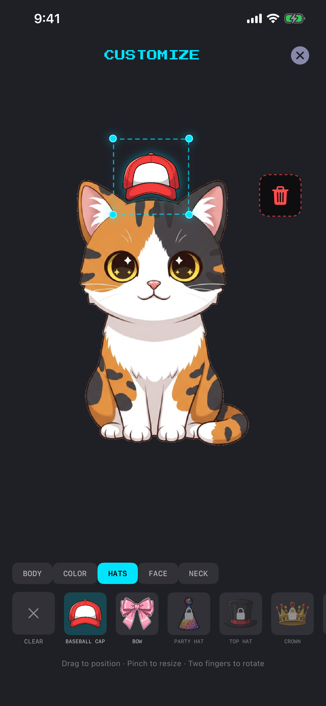 CLAWDER cat customization